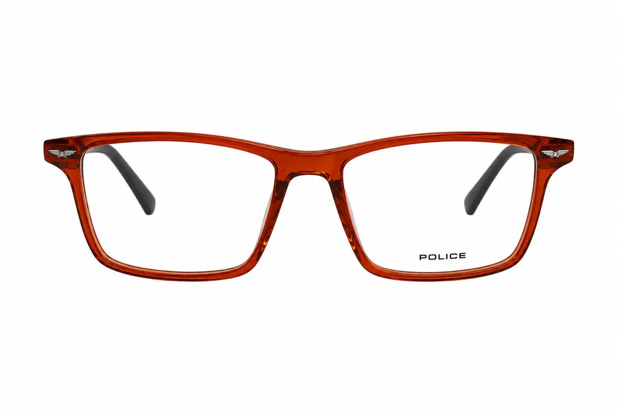 Police orange rectangular eyeglasses
