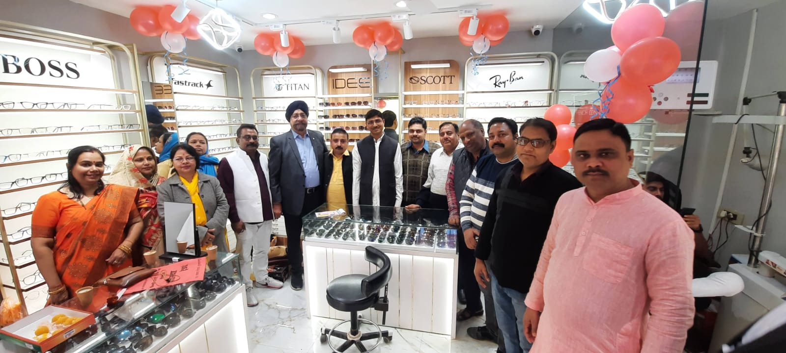 Puja ceremony before the 2022 renovation of Shivam Opticals