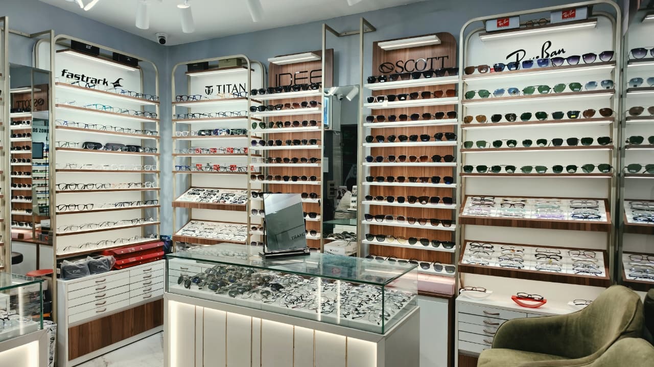 Premium eyewear collection at Shivam Opticals showroom in Sultanpur